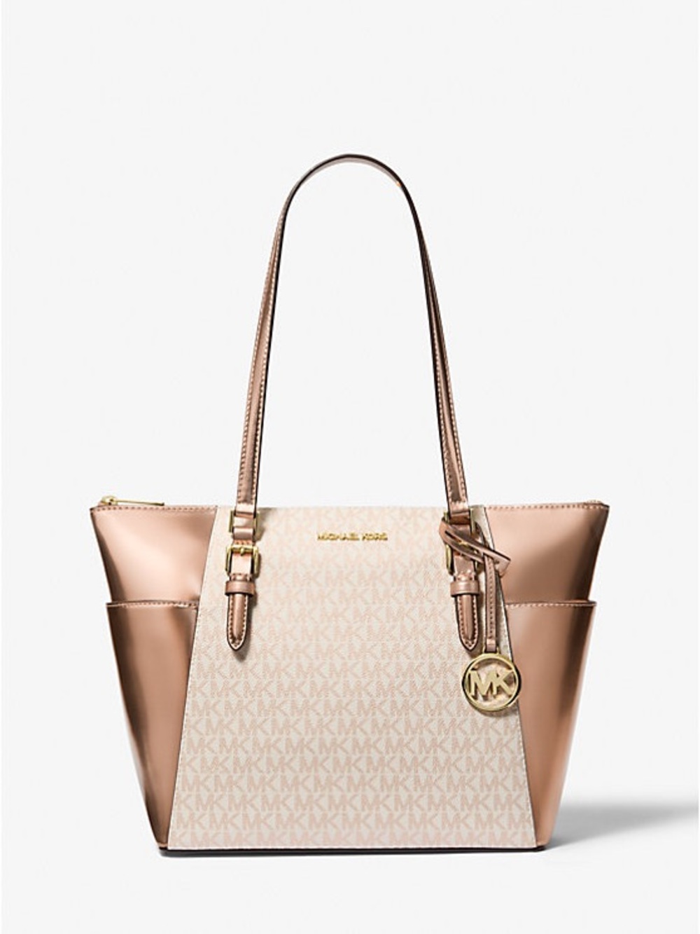Michael Kors Charlotte tote - Metallic Rose Gold